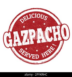 Gazpacho grunge stampino di gomma su sfondo bianco, illustrazione vettoriale Illustrazione Vettoriale