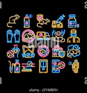 Immagine dell'icona di bagliore al neon Rat Protect Illustrazione Vettoriale