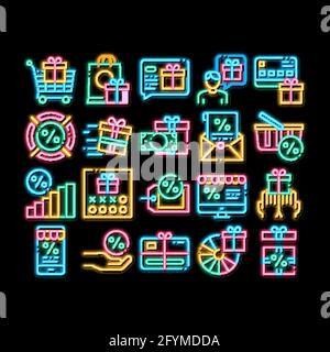 Programma fedeltà per il cliente: Icona a incandescenza al neon Illustrazione Vettoriale