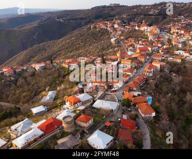 Vista aerea sulla valle di Signagi e Alazani, Georgia. Sighnaghi città d'amore in Georgia Foto Stock