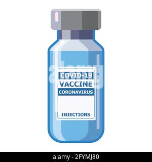 Flacone di vaccino Coronavirus. Trattamento, prevenzione o lotta contro il coronavirus covid-19. Immagine vettoriale modello poster isolato Illustrazione Vettoriale