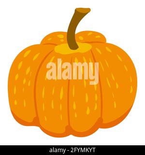 Zucca d'arancia, prodotto naturale sano di nutrizione organica. Vettoriale doodle cartoon piatto illustrazione trendy disegnata a mano isolata Illustrazione Vettoriale