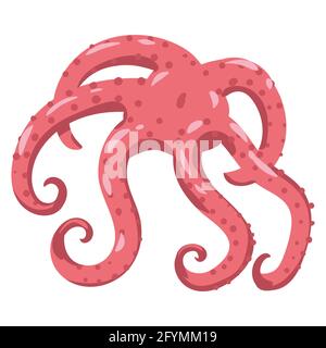 Polpo, naturale sano prodotto di nutrizione biologica, frutti di mare. Vettoriale doodle cartoon piatto illustrazione trendy disegnata a mano isolata Illustrazione Vettoriale
