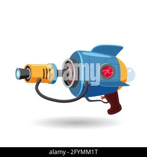 Cartoon spazio retrò blaster, pistola a raggi, arma laser. Illustrazione vettoriale. Stile cartone animato Illustrazione Vettoriale