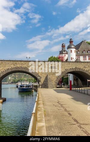 Balduin ponte sul fiume Mosel a Coblenza, Germania Foto Stock