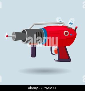 Cartoon spazio retrò blaster, pistola a raggi, arma laser. Illustrazione vettoriale. Stile cartone animato Illustrazione Vettoriale