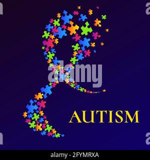 Nastro di consapevolezza dell'autismo, illustrazione concettuale Foto Stock