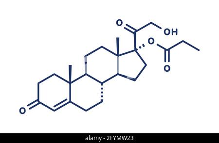 Molecola di farmaco di Clascoterone, illustrazione Foto Stock