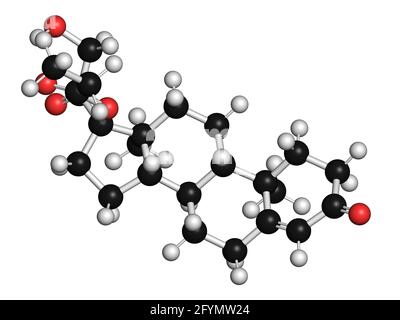 Molecola di farmaco di Clascoterone, illustrazione Foto Stock