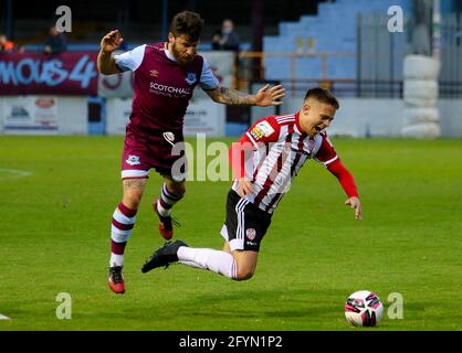 JACK MALONE (Derry City) durante la partita di Airtricity League tra Drogheda United e Derry City a Head in the Game Park, Drogheda 28-05-2021 Manda Foto Stock