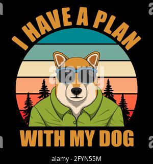 Illustrazione del vettore retrò del cane shiba inu Illustrazione Vettoriale