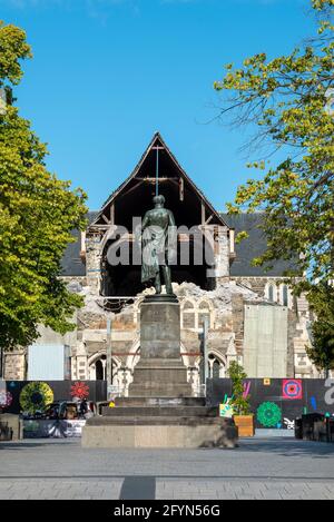 Rovina della famosa Cattedrale di Christchurch dopo il terremoto del 2011, Isola del Sud della Nuova Zelanda Foto Stock