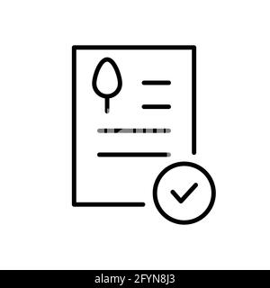 Documento Garden con segno di spunta. Approvazione del documento della linea ECO. Informazioni ecologiche valide Illustrazione Vettoriale