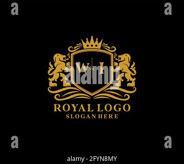 MODELLO DI logo WI Letter Lion Royal Luxury in arte vettoriale per ristoranti, Royalty, Boutique, caffè, hotel, Araldica, Gioielli, Moda e altri vettori il Illustrazione Vettoriale