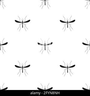 Zanzare senza cuciture motivo sfondo bianco. Simbolo del succhiatore di sangue. Virus Zika malaria vettore di allerta Illustrazione Vettoriale