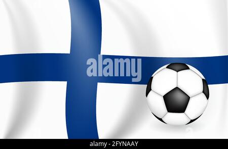 Concept Football sfondo del gioco Finlandia con bandiera. Campionato. Illustrazione vettoriale Illustrazione Vettoriale