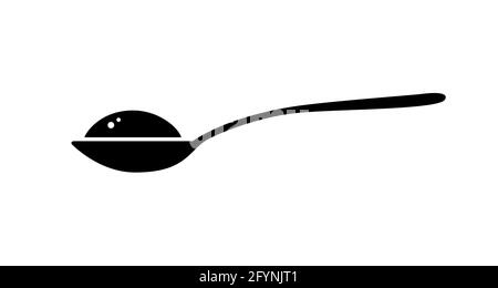 Cucchiaio con l'icona del sale di zucchero. Cucchiaino da tè o caffè in polvere vista laterale Illustrazione Vettoriale