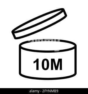 Icona cosmetica PAO aperta mese di validità. Illustrazione vettoriale isolata su sfondo bianco . Illustrazione Vettoriale