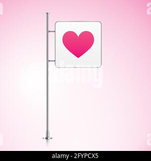Scatola luminosa vettoriale con un cuore rosa nel fotogramma. Concetto romantico, illustrazione vettoriale. Illustrazione Vettoriale
