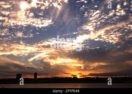 Un tramonto folle in Sud Africa, vista del Sud Africa Foto Stock