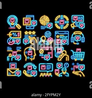 Illustrazione dell'icona del bagliore al neon del percorso del cliente dell'acquirente Illustrazione Vettoriale