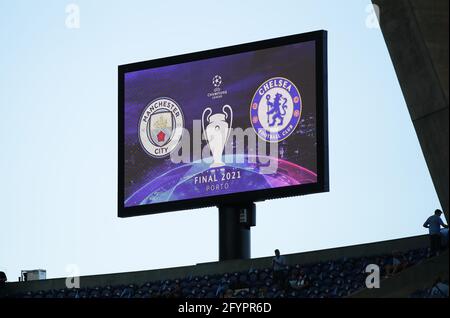 Porto, Portogallo, 29 maggio 2021. Tabellone segnapunti nello stadio durante la partita della UEFA Champions League all'Estadio do Dragao, Porto. L'immagine di credito dovrebbe essere: David Klein / Sportimage Foto Stock