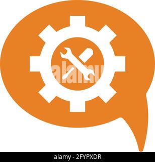 Ingranaggio, aiuto tecnico, icona di supporto tecnico è utilizzato nella progettazione e nello sviluppo di siti web, commerciali, mezzi di stampa, web o qualsiasi tipo di progetto di progettazione. Illustrazione Vettoriale