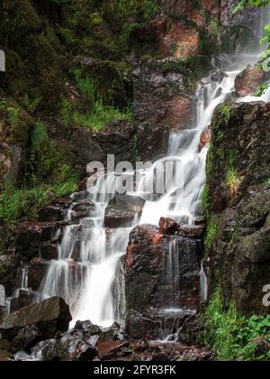 Cascata Nideck vicino alle rovine del castello medievale in Alsazia, Francia Foto Stock