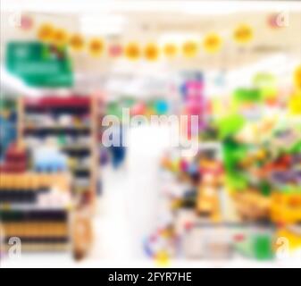 primo piano dell'interno del punto vendita sfocato Foto Stock