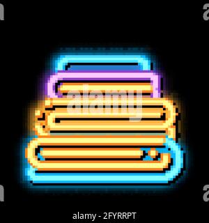 Servizio di lavanderia lavato ferro da stiro cose al neon bagliore icona illustrazione Illustrazione Vettoriale