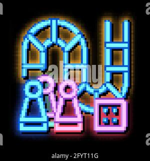 Gioco da tavolo interattivo per bambini icona di bagliore al neon Illustrazione Vettoriale