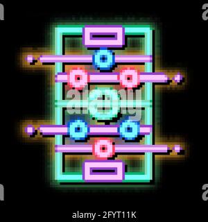 Illustrazione interattiva dell'icona del bagliore al neon per il calcio da tavolo per bambini Illustrazione Vettoriale