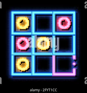 Gioco interattivo per bambini Drafts neon bagliore icona illustrazione Illustrazione Vettoriale