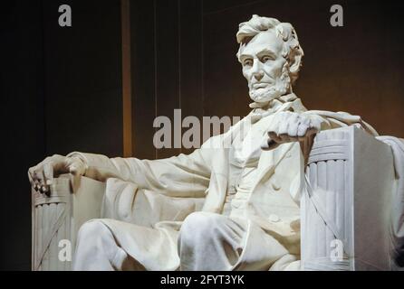 Statua del Lincoln Memorial di Abraham Lincoln a Washington, D.C. (USA) Foto Stock