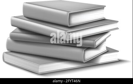 libri vettoriali 3d realistici in mockup grigio. Isolato su sfondo bianco. Illustrazione Vettoriale