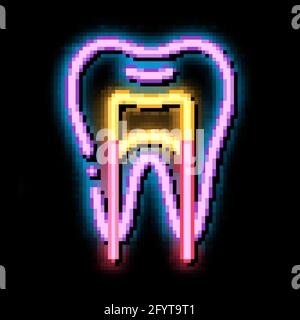 Immagine radiografica dentale Stomatologia immagine al neon bagliore illustrazione Illustrazione Vettoriale