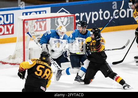 OLKINUORA Jussi durante il Campionato del mondo 2021 - Germania contro Finlandia, hockey su ghiaccio, riga, Lettonia, 29 maggio 2021 - Photo .LiveMedia/Andrea Re Foto Stock