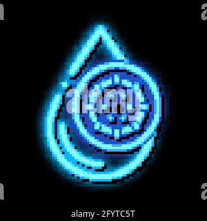 Clorum Liquid Drop Water treatment neon glow Icon Illustration Illustrazione Vettoriale