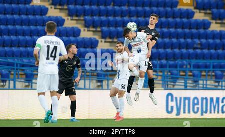 Kharkiv, Ucraina - il 29 maggio 2021: La partita di calcio dell'ucraino PFL Metallist 1925 vs Chornomorec Foto Stock