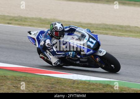 MISANO - ITALIA, 2 settembre 2011: Il pilota americano Yamaha ben Spies in azione al GP di San Marino 2011. Italia Foto Stock