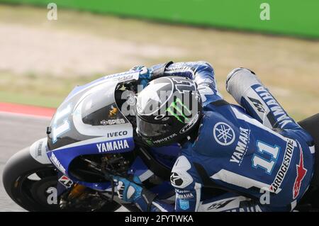 MISANO - ITALIA, 2 settembre 2011: Il pilota americano Yamaha ben Spies in azione al GP di San Marino 2011. Italia Foto Stock
