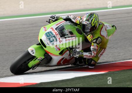 MISANO - ITALIA, 2 settembre 2011: Il pilota italiano Ducati Pramac Loris Capirossi in azione al GP di San Marino 2011. Italia Foto Stock