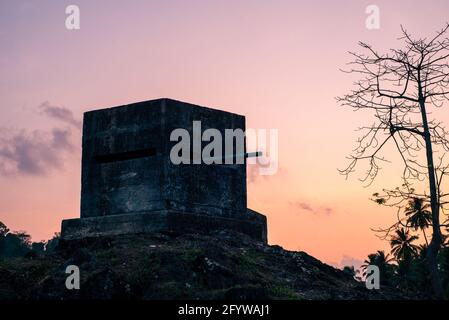 Giapponese guerra mondiale 2 bunker a Corby'n baia spiaggia a Port Blair, Andaman e Nicobar isole Foto Stock