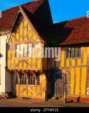 Regno Unito, Inghilterra, Suffolk, Lavenham, dettagli dell'edificio, alba, Foto Stock