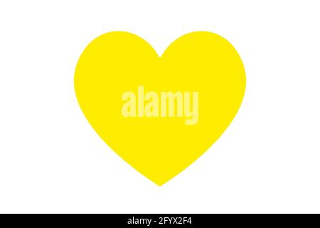 Illustrazione del cuore giallo su bianco. Icona del simbolo dell'amore. San Valentino. Matrimonio. Foto Stock