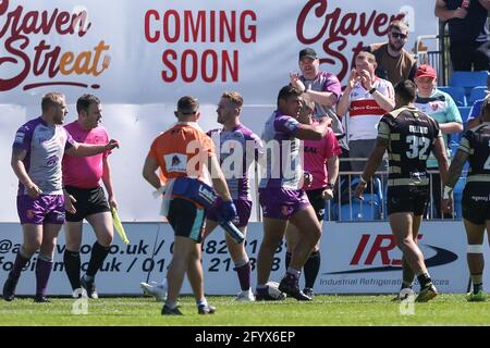 Kingston upon Hull, Regno Unito. 17 maggio 2021. Ryan Hall (5) di Hull KR celebra la sua prova a Kingston upon Hull, Regno Unito, il 17/5/2021. (Foto di David Greaves/News Images/Sipa USA) Credit: Sipa USA/Alamy Live News Foto Stock