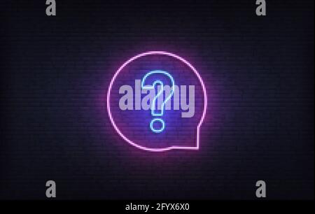 Domanda al neon. Modello di quiz al neon brillante Illustrazione Vettoriale