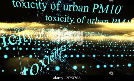 Illustrazione 3d - inquinamento atmosferico e tossicità delle PM10,PM2.5 urbane Foto Stock