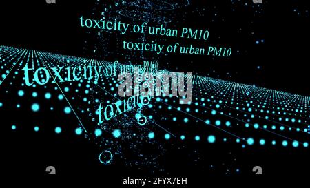 Illustrazione 3d - inquinamento atmosferico e tossicità delle PM10,PM2.5 urbane Foto Stock