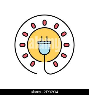 Icona a colori a basso costo e a energia pulita. Responsabilità sociale d'impresa. Obiettivi di sviluppo sostenibile. Pittogramma per annuncio, web. Elemento di progettazione UI UX. E Illustrazione Vettoriale
